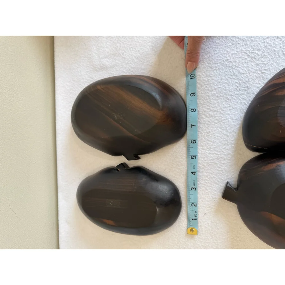 Vintage Unbranded Wooden Fruit chili pepper Shaped appetizer Bowls Set Brown